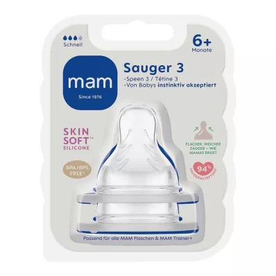 MAM Speen maat 3 6+ maanden siliconen, 2 stuks MAM Speen maat 3 6+ maanden siliconen, 2 stuks