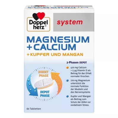 DOPPELHERZ Magnesium+Calc. +Copper+Mangaan syst. tab, 60 st