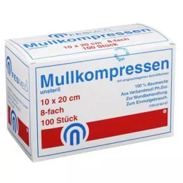 MULLKOMPRESSEN ES 10x20 cm niet-steriel 8x, 100 stuks