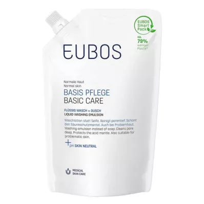 Eubos vloeibaar blauw ongeparfumeerd navulzakje, 400 ml Eubos vloeibaar blauw ongeparfumeerd navulzakje, 400 ml