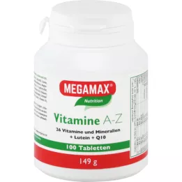 MEGAMAX Vitaminen A-Z+Q10+Luteïne Tabletten, 100 stuks