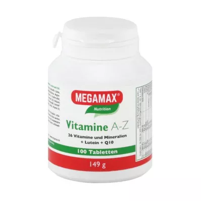 MEGAMAX Vitaminen A-Z+Q10+Luteïne Tabletten, 100 stuks