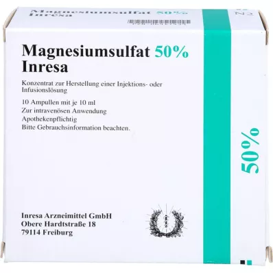 MAGNESIUMSULFAT 50% Inresa Conc.for Inj./Inf.L., 10X10 ml