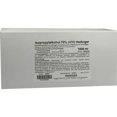 Isopropylalcohol 70% Hedinger, 1000 ml Isopropylalcohol 70% Hedinger, 1000 ml