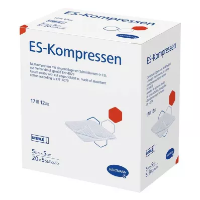 ES-KOMPRESSEN steriel 5x5 cm 12x grootverpakking, 20X5 stuks