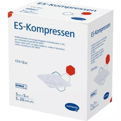 ES-KOMPRESSEN steriel 5x5 cm 12x grootverpakking, 5X20 st