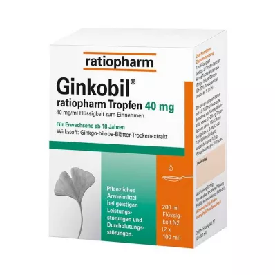 Ginkobil ratiopharm 40 mg met Ginkgo biloba-druppels, 200 ml Ginkobil ratiopharm 40 mg met Ginkgo biloba-druppels, 200 ml