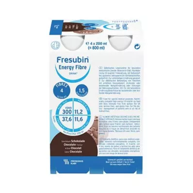 FRESUBIN ENERGY Vezel DRINK Chocolade drinkfles, 4X200 ml
