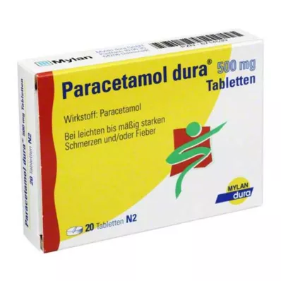 PARACETAMOL dura 500 mg tabletten, 20 st PARACETAMOL dura 500 mg tabletten, 20 st