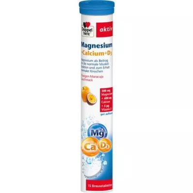 DOPPELHERZ Magnesium+Calcium+D3 bruistabletten, 15 stuks