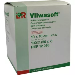 VLIWASOFT Spleetkompressen 10x10 cm steriel 4-lagig, 50X2 st