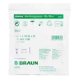 ASKINA Gaaskompressen 10x10 cm steriel, 5X2 st