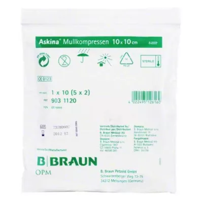 ASKINA Gaaskompressen 10x10 cm steriel, 5X2 st