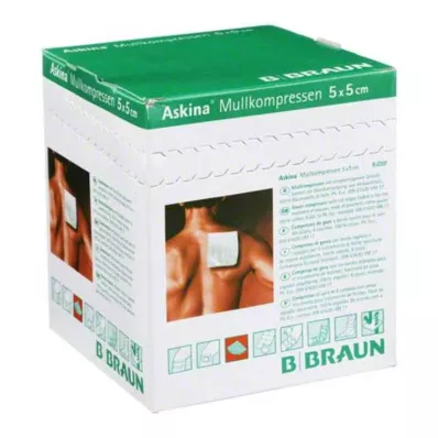 Askina gaaskompressen 5x5 cm, 25x2 stuks
