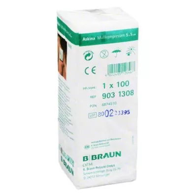 Askina gaaskompressen 5x5 cm, 100 stuks Askina gaaskompressen 5x5 cm, 100 stuks