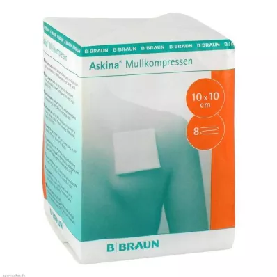 ASKINA Gaaskompressen 10x10 cm niet-steriel 8x, 100 stuks