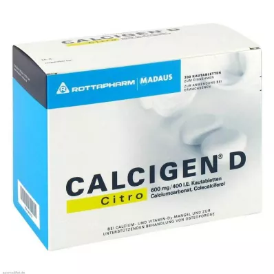 CALCIGEN D Citro 600 mg/400 I.U. Kauwtabletten, 200 st