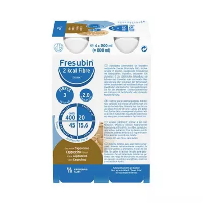 FRESUBIN 2 kcal vezels DRINK Cappuccino drinkfles, 4X200 ml FRESUBIN 2 kcal vezels DRINK Cappuccino drinkfles, 4X200 ml