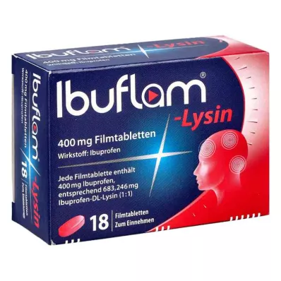 Ibuflam Lysine 400 mg Ibuprofen pijntabletten (18 stuks) Ibuflam Lysine 400 mg Ibuprofen pijntabletten (18 stuks)