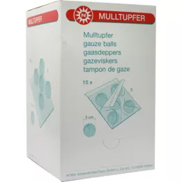 MULLTUPFER pruimgrootte steriel, 15X5 pc