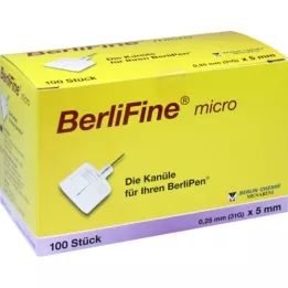 BERLIFINE microcanules 0,25x5 mm, 100 stuks