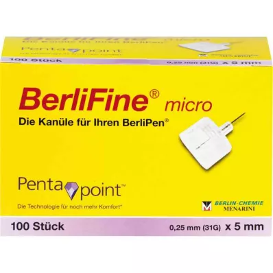Berlifine microcanules 0,25x5 mm (100 stuks)