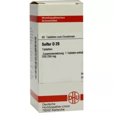 SULFUR D 20 tabletten, 80 st SULFUR D 20 tabletten, 80 st