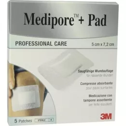 MEDIPORE+Pad 3M 5x7.2cm 3562NP Pleister, 5 stuks