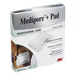 MEDIPORE+Pad 3M 5x7.2cm 3562NP Pleister, 5 stuks