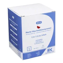 VLIES-SCHLITZKOMPRESSEN 7,5x7,5 cm steriel 6x, 25X2 st