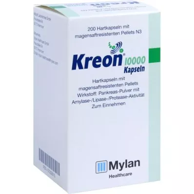 KREON 10.000 harde doppen met enteric-coated pellets, 200 stuks