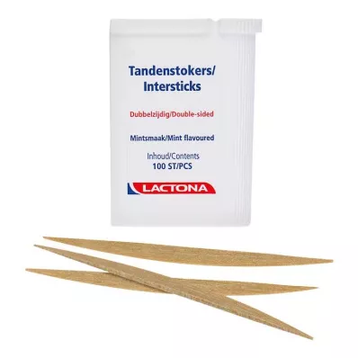 Tandenstokjes Lactona Intersticks mint dubbelzijdig, 100 stuks Tandenstokjes Lactona Intersticks mint dubbelzijdig, 100 stuks
