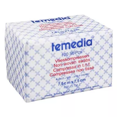 Vlieskompressen 7,5x7,5 cm niet-steriel 4-voudig, 100 stuks Vlieskompressen 7,5x7,5 cm niet-steriel 4-voudig, 100 stuks