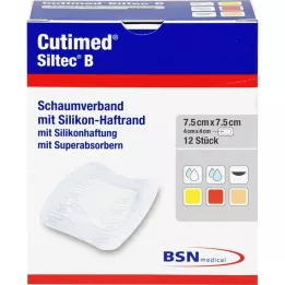 CUTIMED Siltec B Schuimverband 7,5x7,5 cm met kleeflaag, 12 stuks