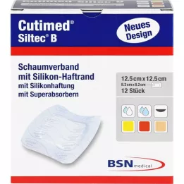 CUTIMED Siltec B Schuimverband 12,5x12,5 cm met kleeflaag, 12 stuks