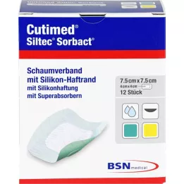 CUTIMED Siltec Sorbact PU-Verband 7,5x7,5 cm, 12 st