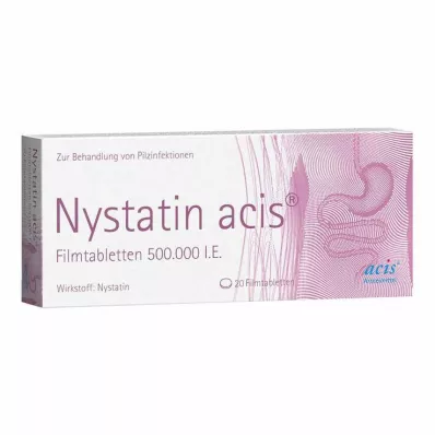 Nystatine acis filmomhulde tabletten, 20 stuks Nystatine acis filmomhulde tabletten, 20 stuks
