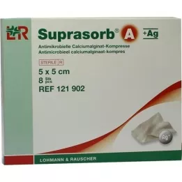 SUPRASORB A+Ag Antimik.Cal.Alginat Kompr.5x5 cm, 8 stuks