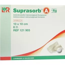 SUPRASORB A+Ag Antimik.Cal.Alginat Kompr.10x10 cm, 8 stuks