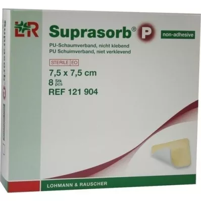 SUPRASORB P PU-Schuim v.niet-klevend 7,5x7,5 cm, 8 st