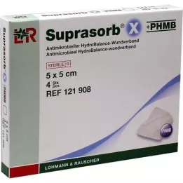 SUPRASORB X+PHMB HydroBalance wondverband 5x5 cm, 4 stuks