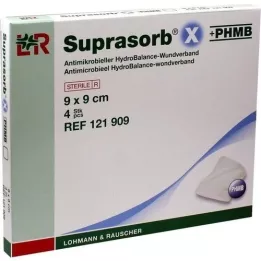 SUPRASORB X+PHMB HydroBalance wondverband 9x9 cm, 4 stuks