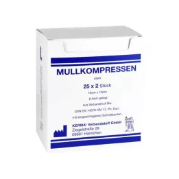MULLKOMPRESSEN 10x10 cm steriel 8x BW, 25X2 stuks