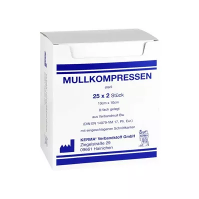 Gaaskompressen 10x10 cm steriel 8-voudig BW, 25x2 stuks Gaaskompressen 10x10 cm steriel 8-voudig BW, 25x2 stuks