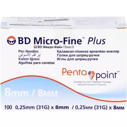 BD MICRO-FINE+ 8 pennaalden 0,25x8 mm, 100 stuks
