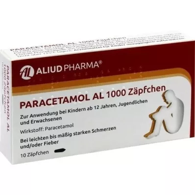 PARACETAMOL AL 1000 zetpillen, 10 stuks