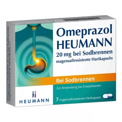 Omeprazol HEUMANN 20 mg tegen brandend maagzuur, harde verpakking met maagsapresistente coating, 7 stuks Omeprazol HEUMANN 20 mg tegen brandend maagzuur, harde verpakking met maagsapresistente coating, 7 stuks