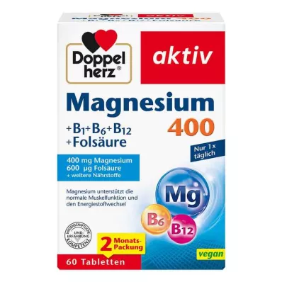 DOPPELHERZ Magnesium 400 mg tabletten, 60 st DOPPELHERZ Magnesium 400 mg tabletten, 60 st
