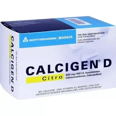 CALCIGEN D Citro 600 mg/400 I.U. Kauwtabletten, 120 st