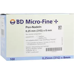 BD MICRO-FINE+ 8 pennaalden 0,25x8 mm, 100 stuks